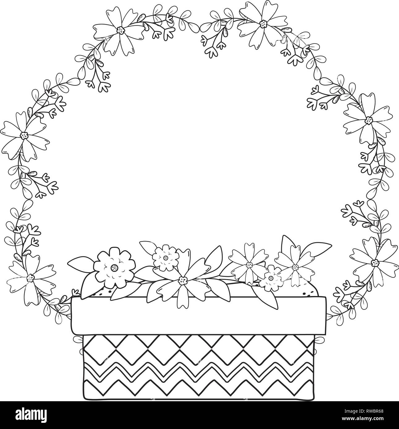 cute flowers and leafs in pot with crown Stock Vector Image & Art - Alamy
