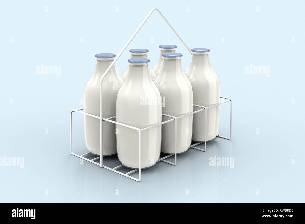 3D rendering of milk bottles for delivery Stock Photo