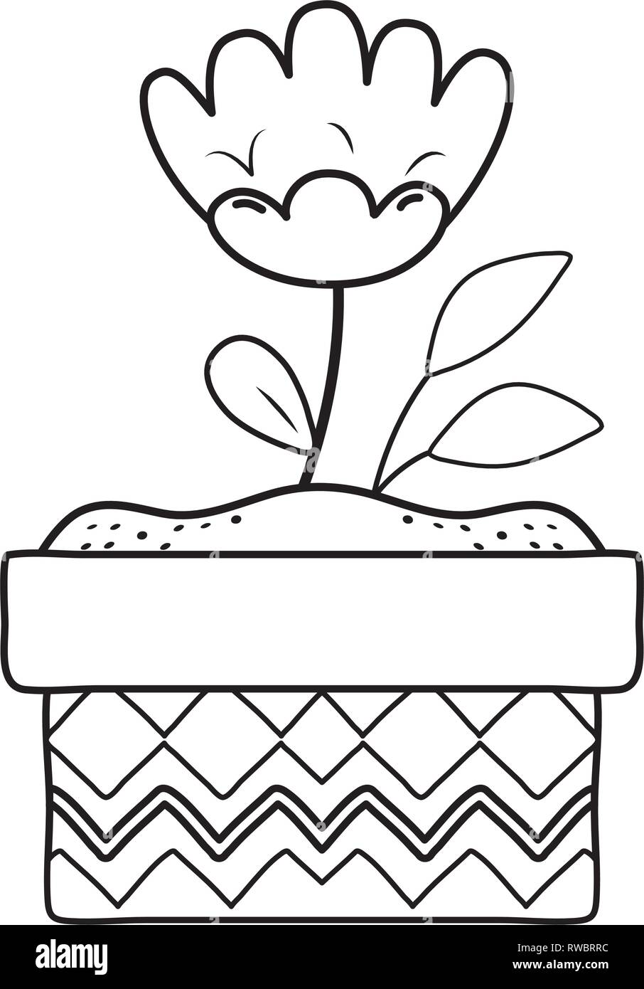 beautiful rose flower and leafs in ceramic pot Stock Vector Image & Art ...