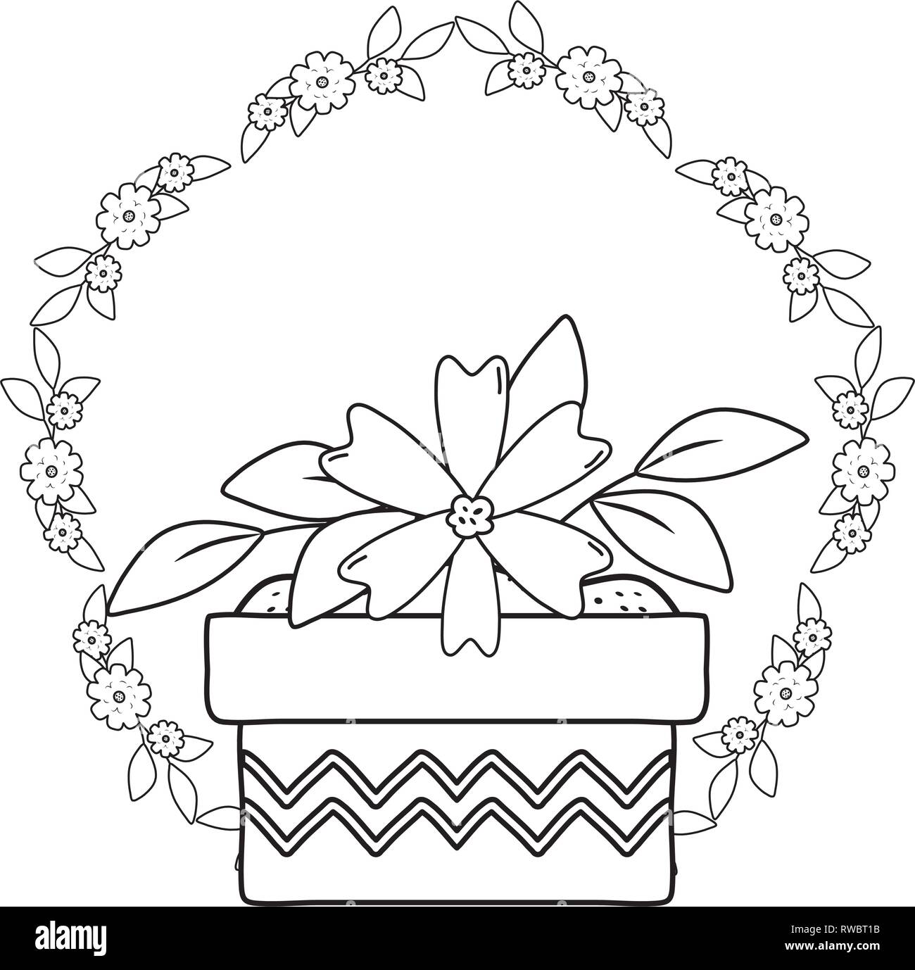 beautiful flower and leafs in ceramic pot and crown Stock Vector Image ...