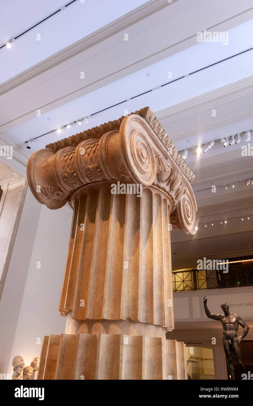 Marble column from the Temple of Artemis at Sardis Period: Hellenistic, The Metropolitan Museum of Art, Manhattan, New York USA Stock Photo