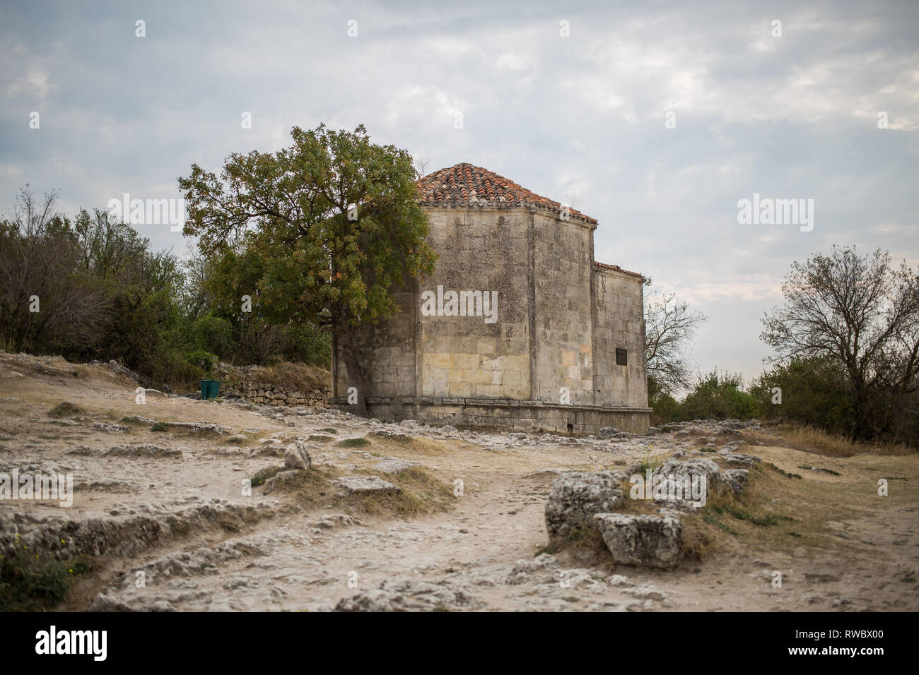 Cave city ChufutKale. Mausoleum Janicke Khanum of the XV century Stock