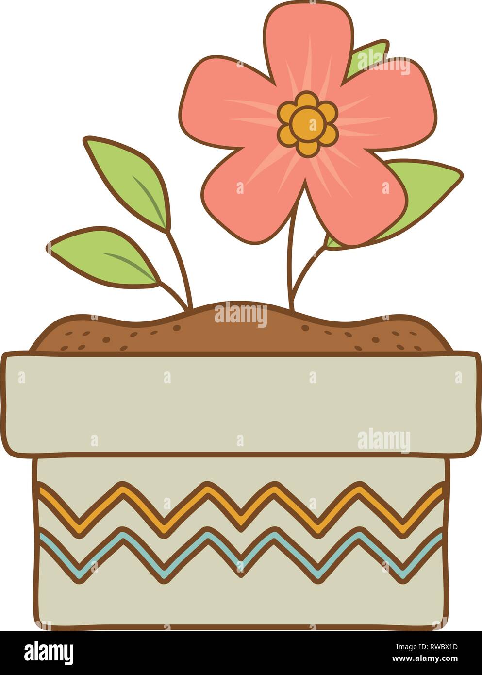 beautiful flower and leafs in ceramic pot Stock Vector Image & Art - Alamy