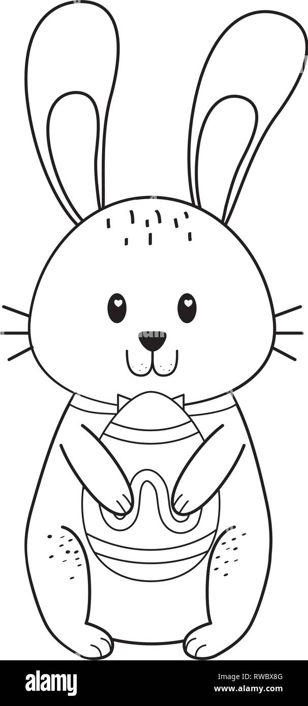 little rabbit with egg painted easter character Stock Vector Image ...