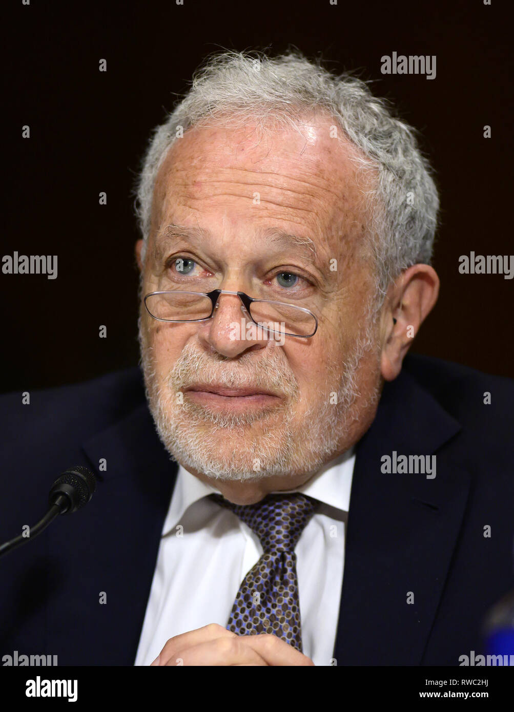 Washington, District of Columbia, USA. 5th Mar, 2019. Robert B. Reich, Chancellor's Professor of Public Policy, Goldman School of Public Policy, University of California at Berkeley, Berkeley, California testifies during the United States Senate Committee on the Judiciary Subcommittee on Antitrust, Competition Policy, and Consumer Rights hearing on ''Does America Have a Monopoly Problem?: Examining Concentration and Competition in the US Economy'' on Capitol Hill in Washington, DC on Tuesday, March 5, 2018 Credit: Ron Sachs/CNP/ZUMA Wire/Alamy Live News Stock Photo