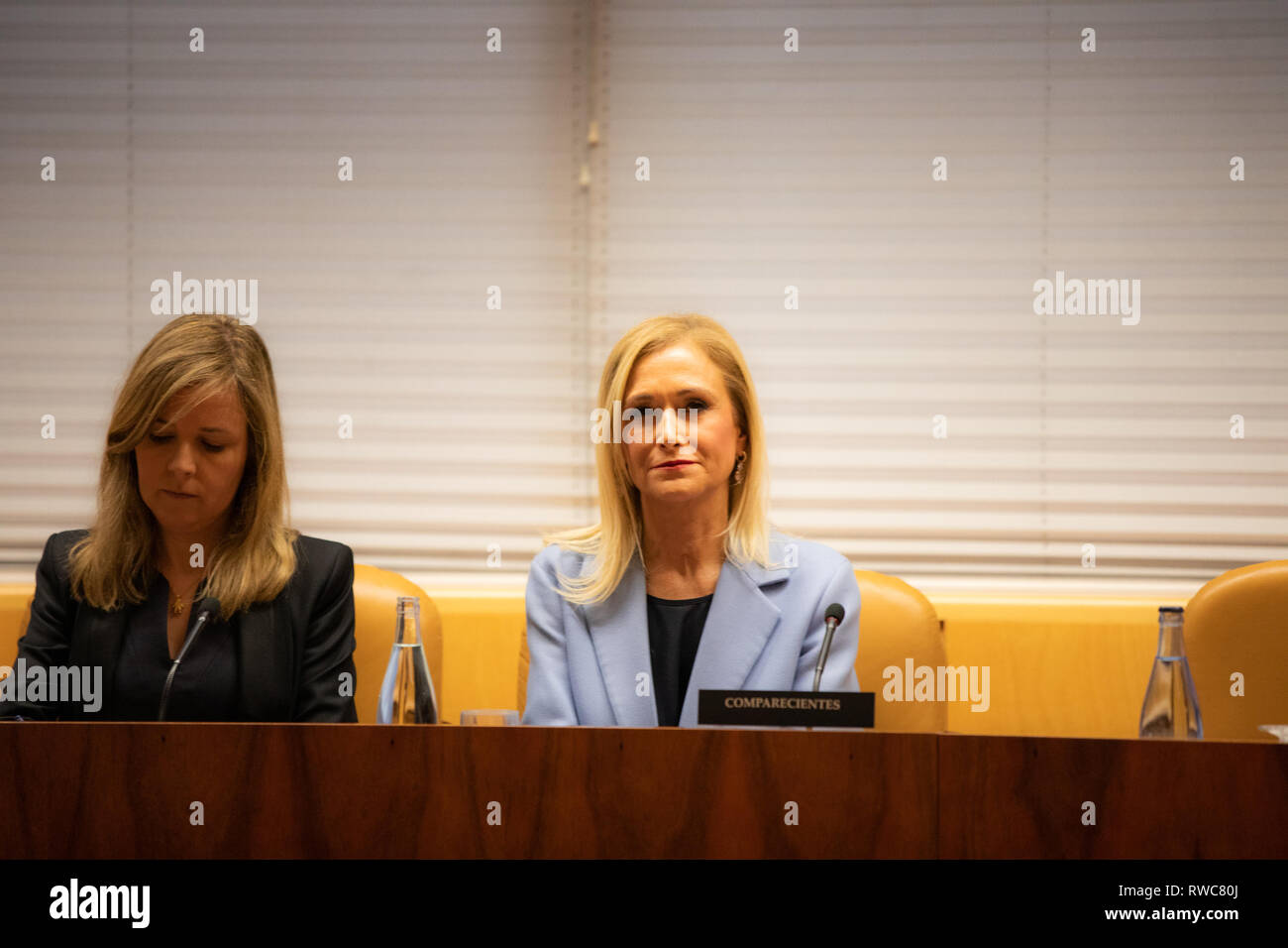 Madrid, Spain. 06th Mar, 2019. The former president of the Community of Madrid Cristina Cifuentes has attended this Wednesday in the research commission of universities of the Assembly of Madrid to appear in relation to the case Master, which is investigated for alleged crime of falsification of documents. Credit: Jesús Hellin/Alamy Live News Stock Photo