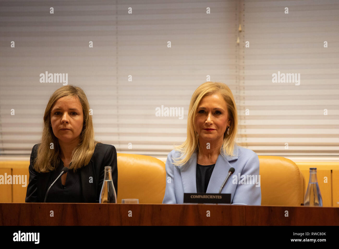 Madrid, Spain. 06th Mar, 2019. The former president of the Community of Madrid Cristina Cifuentes has attended this Wednesday in the research commission of universities of the Assembly of Madrid to appear in relation to the case Master, which is investigated for alleged crime of falsification of documents. Credit: Jesús Hellin/Alamy Live News Stock Photo