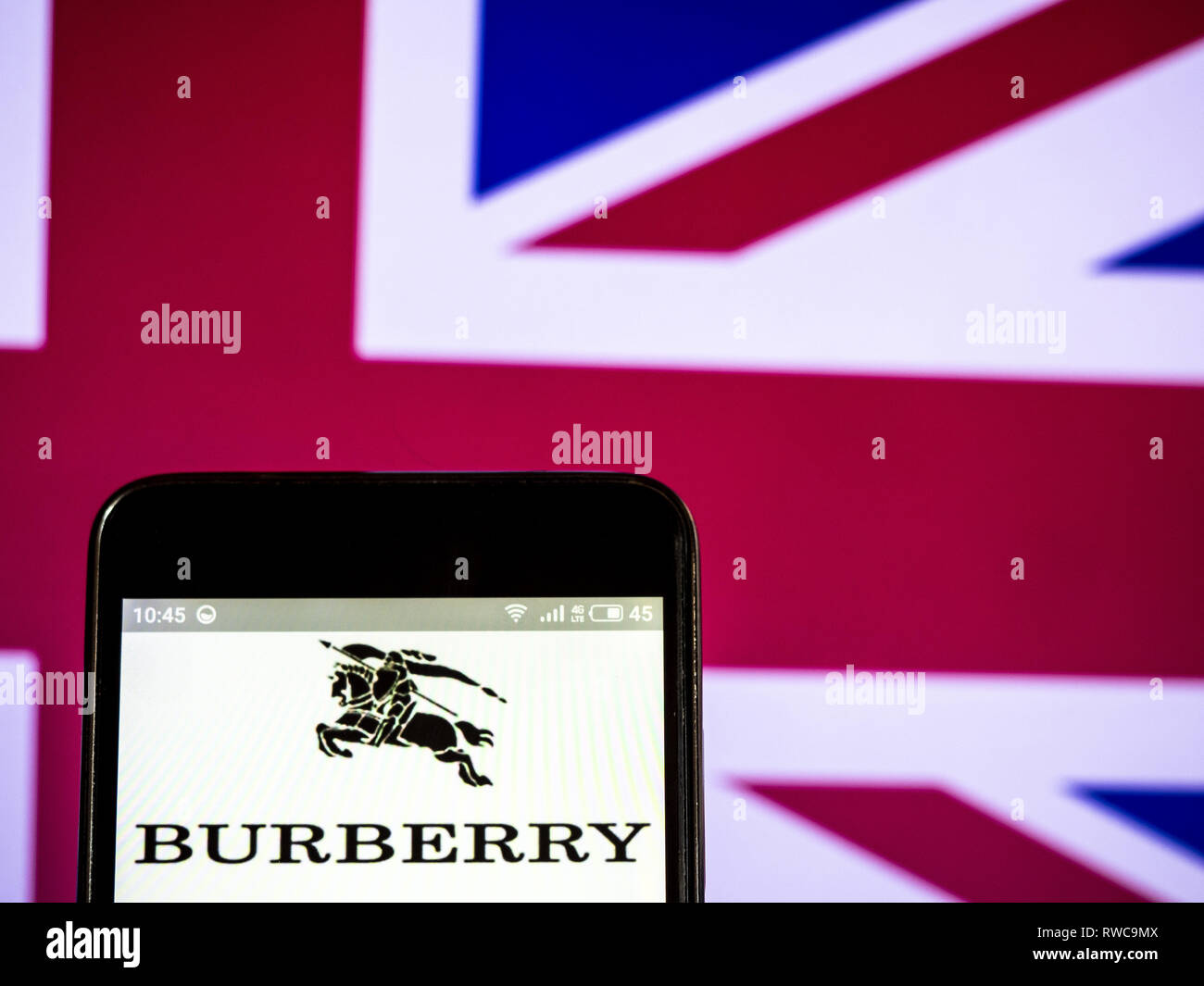 Ukraine. 6th Mar, 2019. Burberry Group Plc company logo seen displayed on a  smart phone. Credit: Igor Golovniov/SOPA Images/ZUMA Wire/Alamy Live News  Stock Photo - Alamy