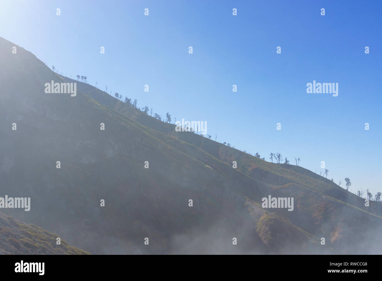 Smoky mountain ridge with blue sky background.Soft image for background. Stock Photo