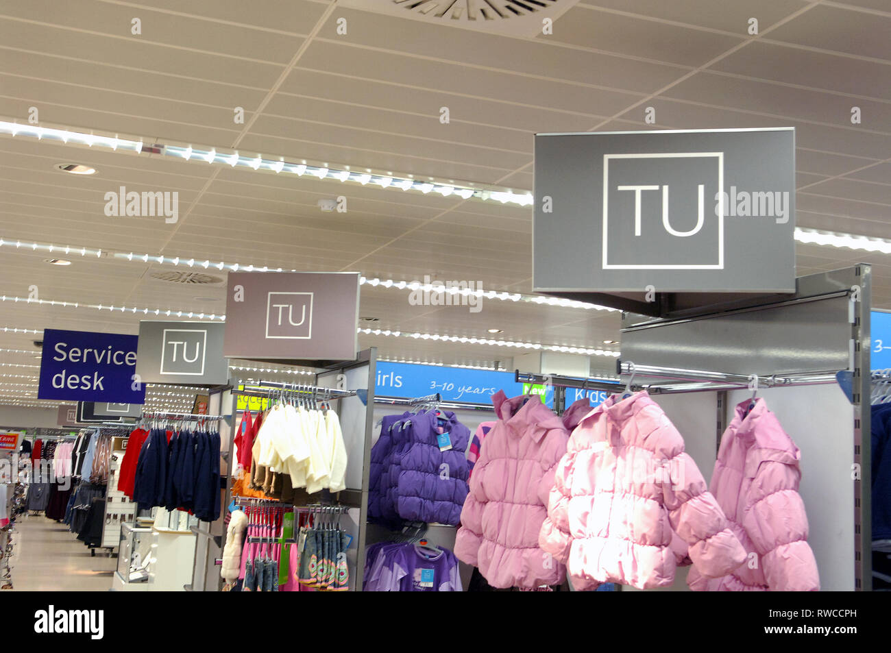 TU clothing range signs in Sainsbury's Stock Photo