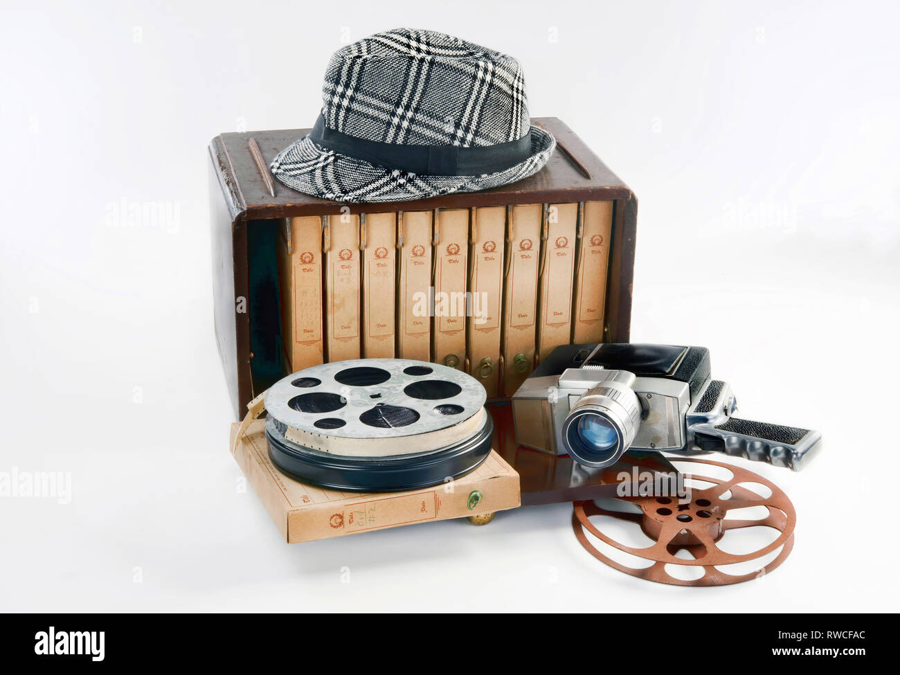 Old 16mm movie equipment from the 1940's. Stock Photo