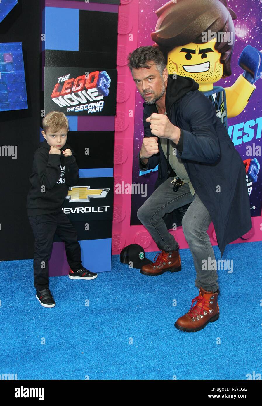 'The Lego Movie 2: The Second Part' World Premiere held at the Regency Village Theatre  Featuring: Josh Duhamel, son Axl Jack Duhamel Where: Los Angeles, California, United States When: 02 Feb 2019 Credit: Adriana M. Barraza/WENN.com Stock Photo