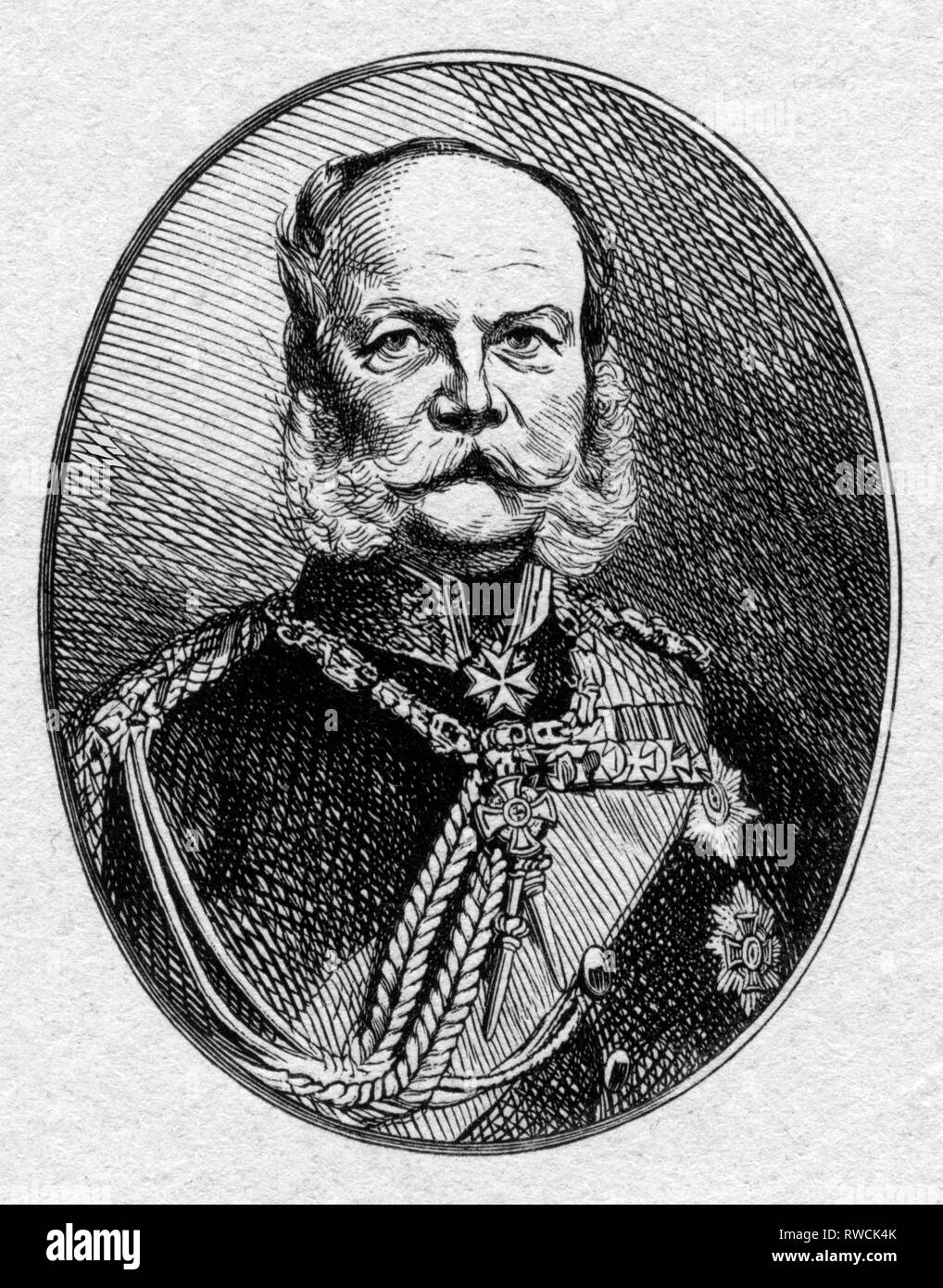 Germany, the German Empire, German Emperor William I, steel engraving probably around 1840, from a book., Artist's Copyright has not to be cleared Stock Photo