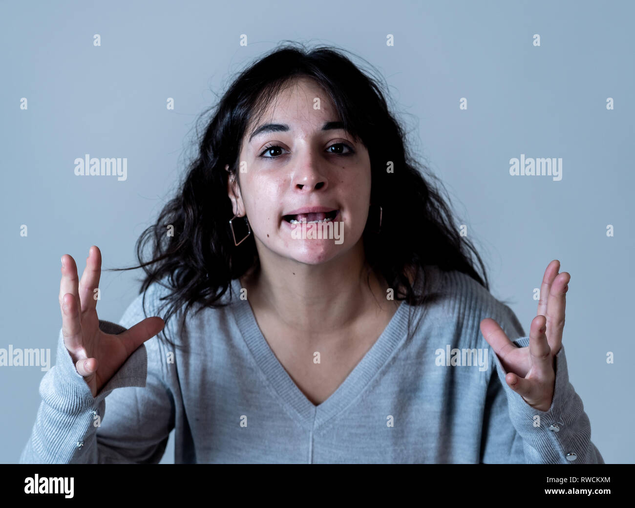 Facial Expressions And Emotions Close Up Portrait Of Young Attractive