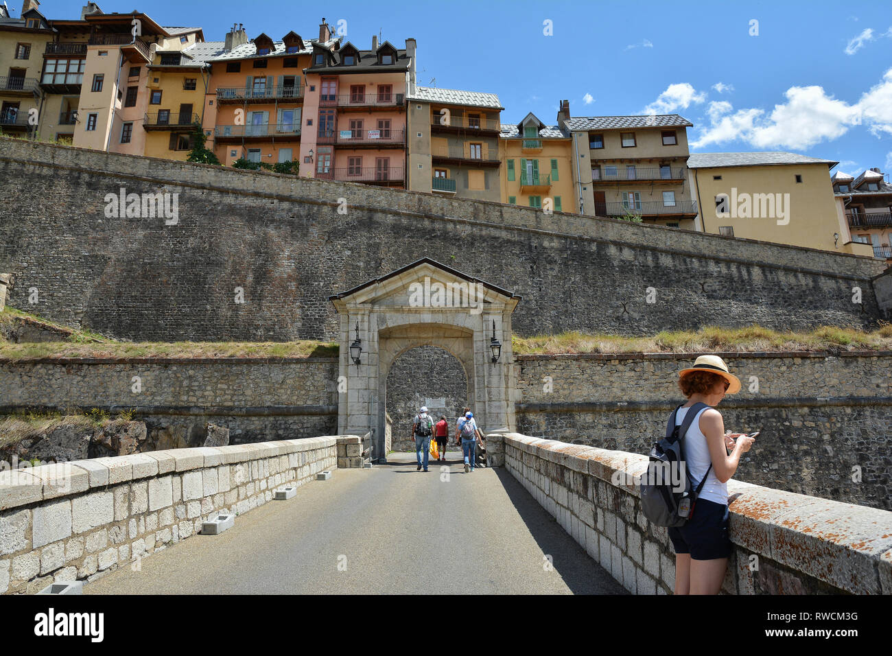 BRIANCON, FRANCE - JULY 20, 2017. Walking to Town Gate and Citadel ...