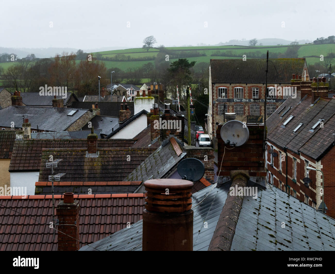 Rooftops in Axminster, Devon, UK Stock Photo Alamy