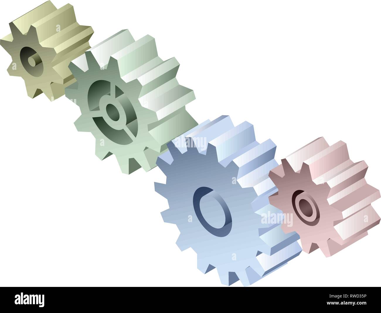 Group of connected gears vector illustration Stock Vector