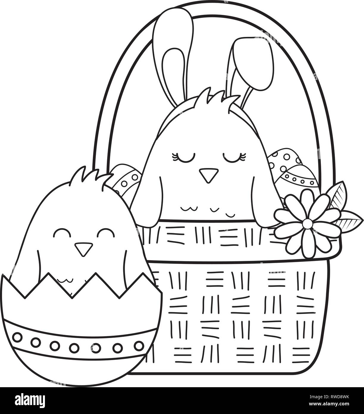 little chicks in basket easter characters Stock Vector Image & Art - Alamy