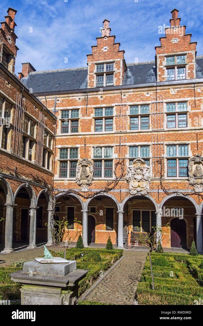 Courtyard of the Plantin-Moretus Museum / Plantin-Moretusmuseum about 16th century printers, Antwerp, Flanders, Belgium Stock Photo