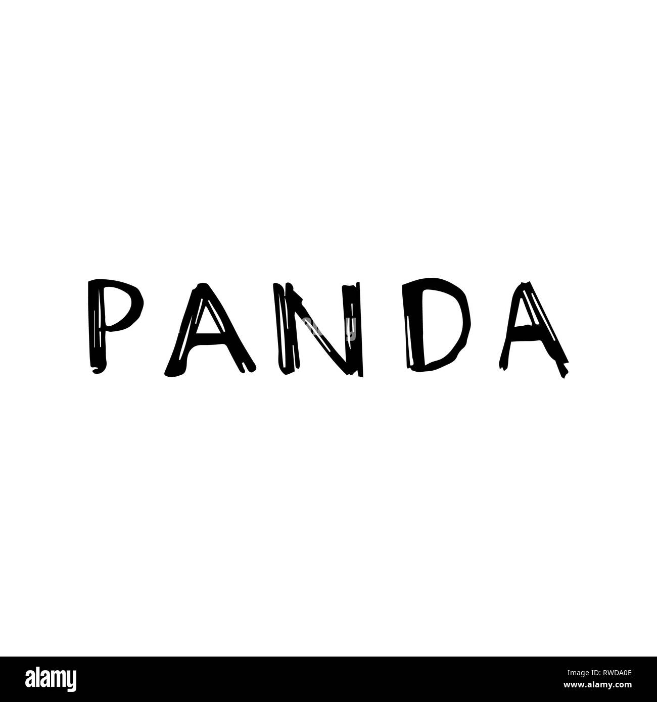Panda lettering in graphic style. Graphic hand drawn illustration Stock ...