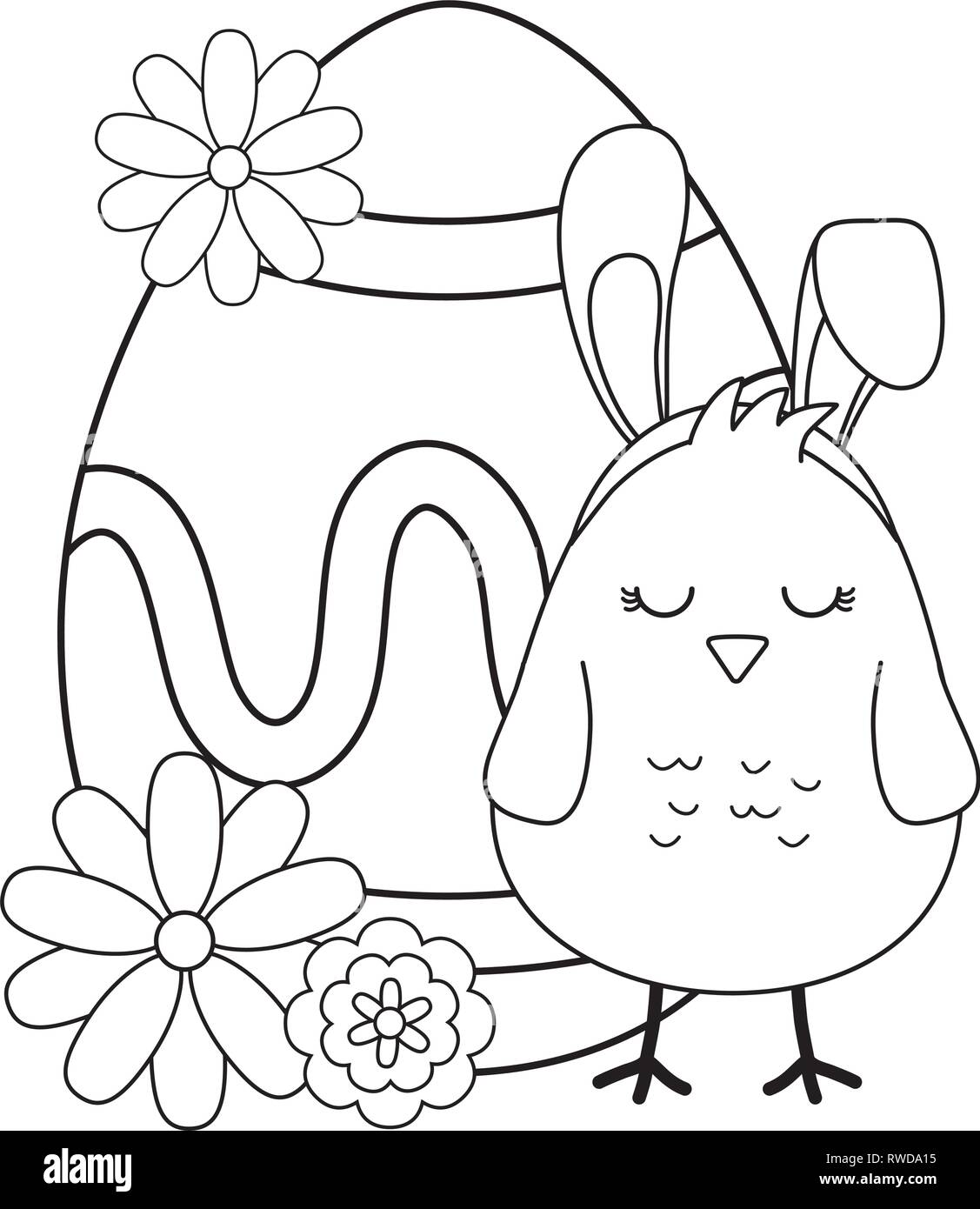 little chick with ears rabbit and egg painted Stock Vector Image & Art ...