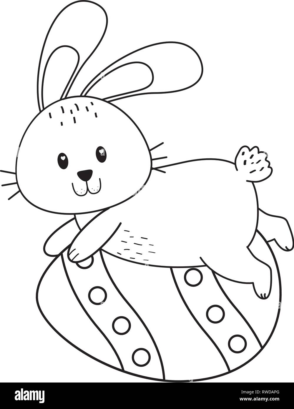 little rabbit with egg painted easter character Stock Vector Image ...