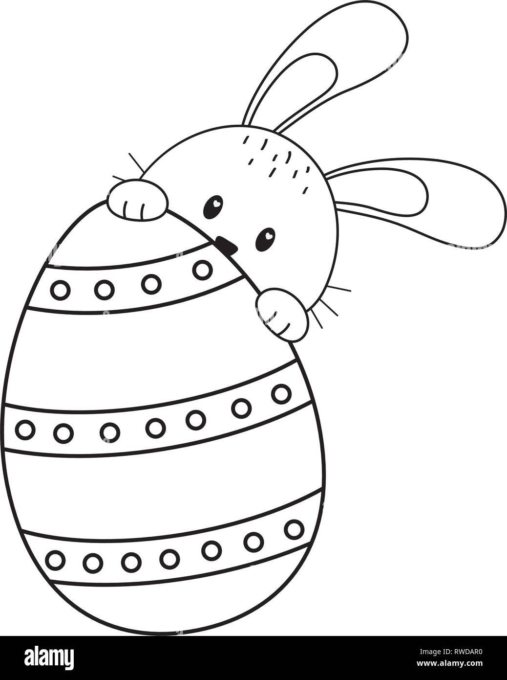 little rabbit with egg painted easter character Stock Vector Image ...