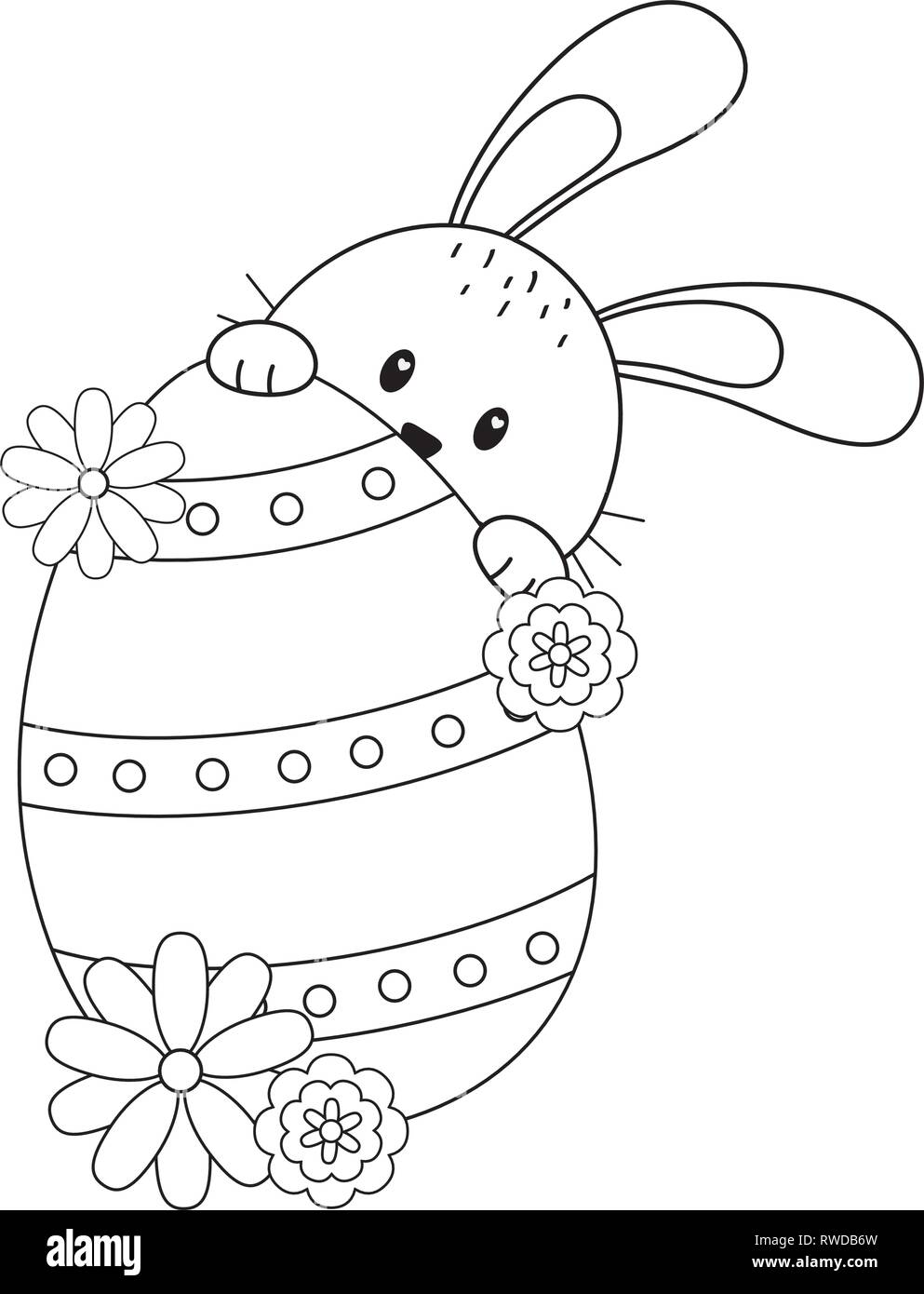 little rabbit with egg painted easter character Stock Vector Image ...