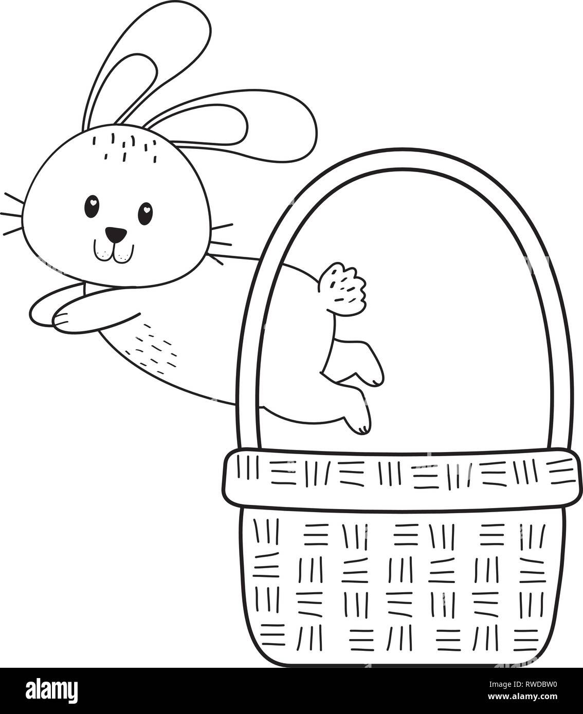 little rabbit in basket easter character Stock Vector Image & Art - Alamy