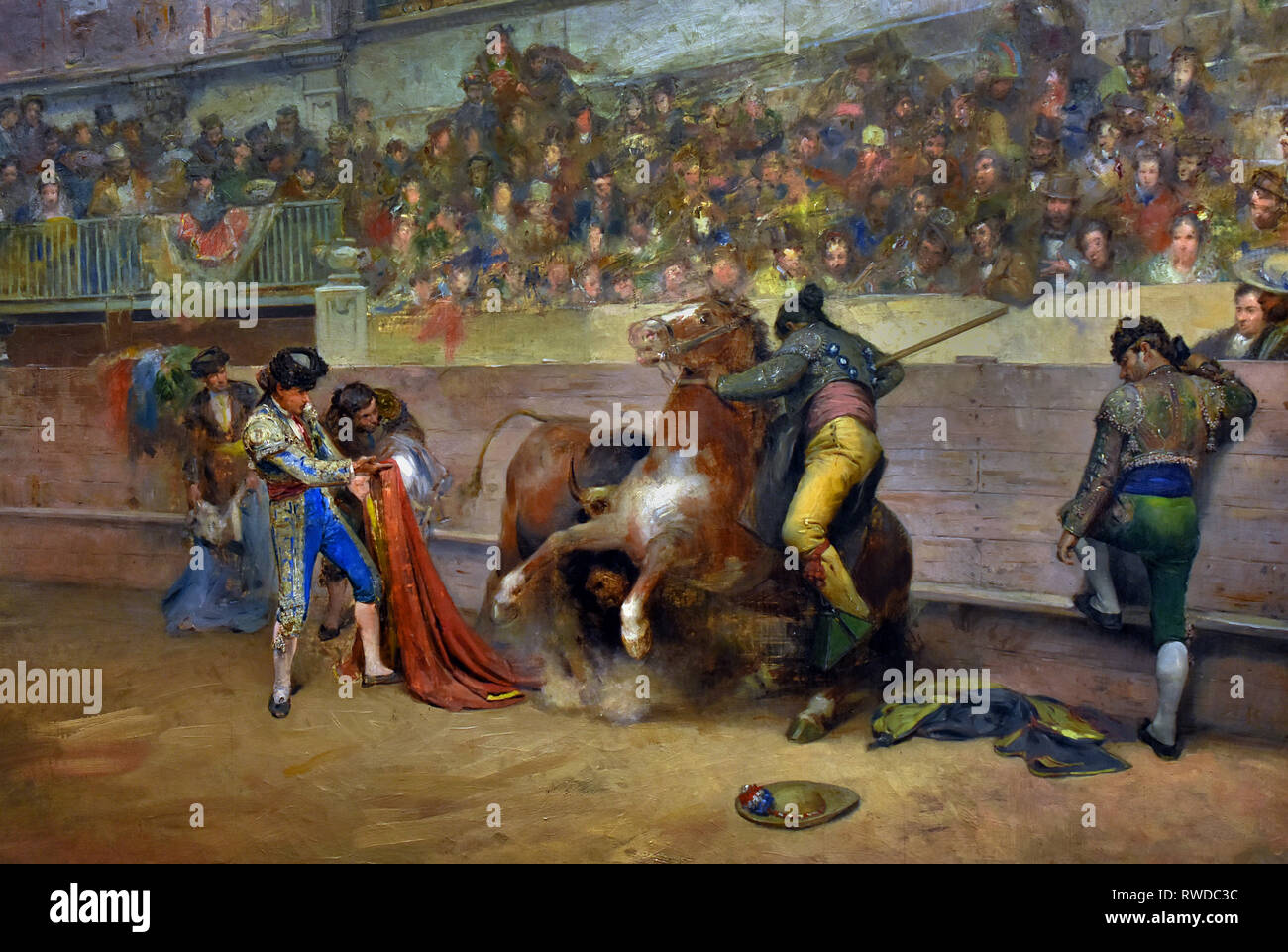 Distracting the Bull with Swords 1885-1890 by Jose Denis Belgrano 1844-1917 Spain, Spanish. Stock Photo
