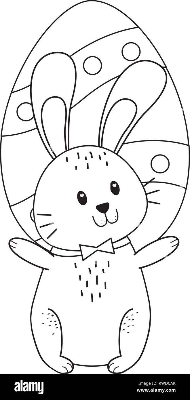 little rabbit with egg painted easter character Stock Vector Image ...
