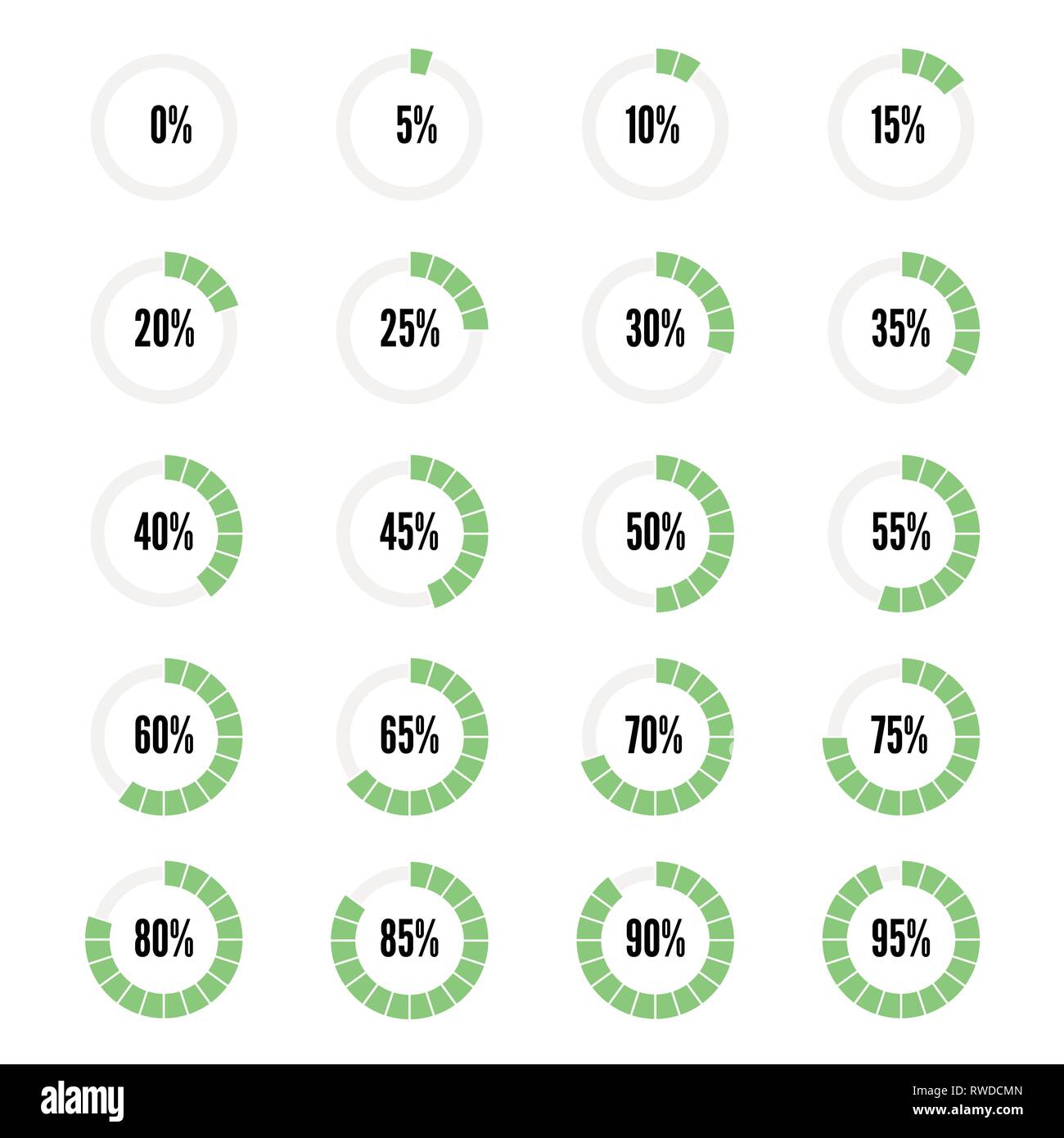 Green progress indicators set, vector icons for design Stock Vector Image &  Art - Alamy