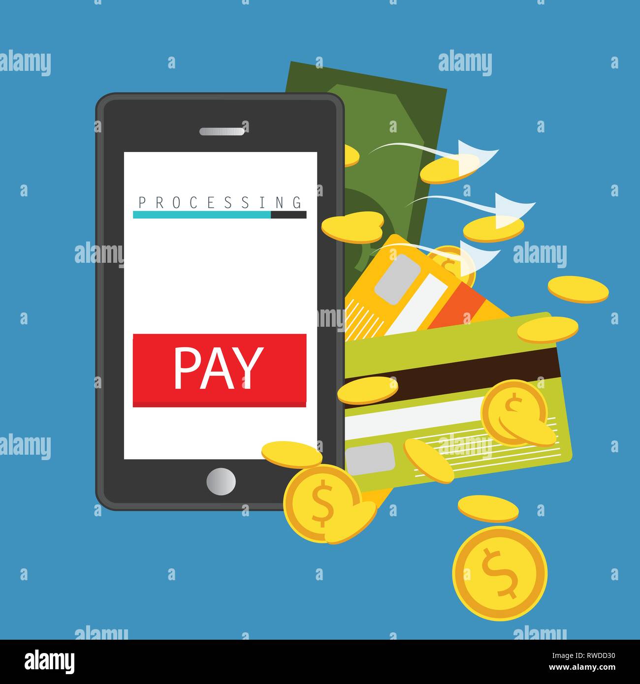 Mobile payment concept. Hand holding a phone. Smartphone wireless money ...