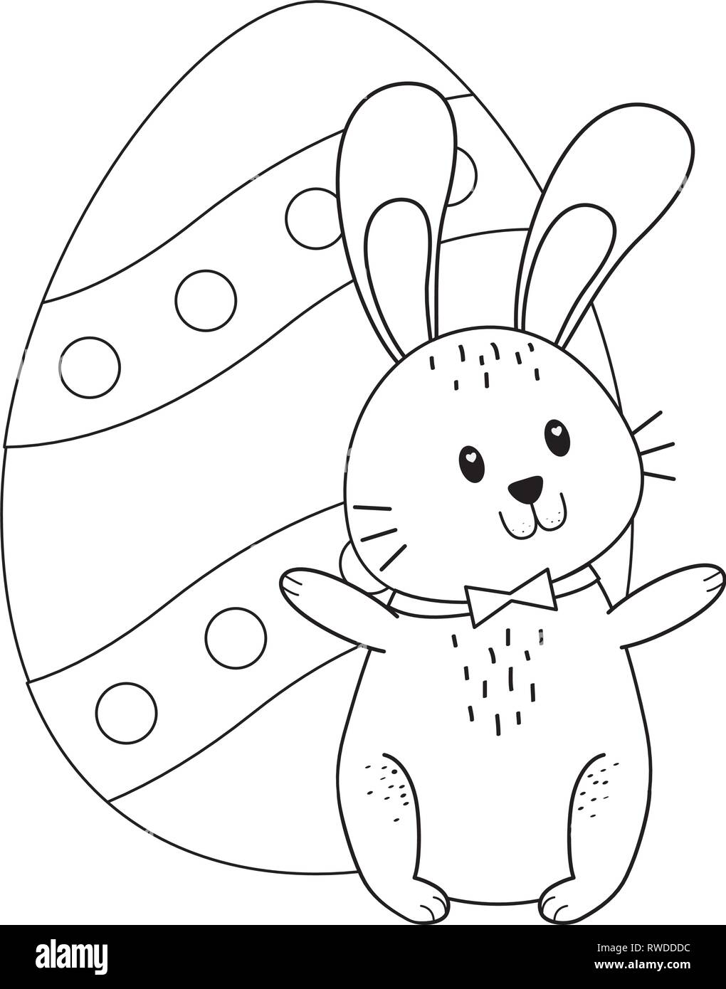 little rabbit with egg painted easter character Stock Vector Image ...
