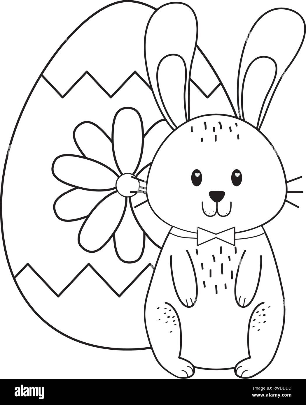 little rabbit with egg painted easter character Stock Vector Image ...