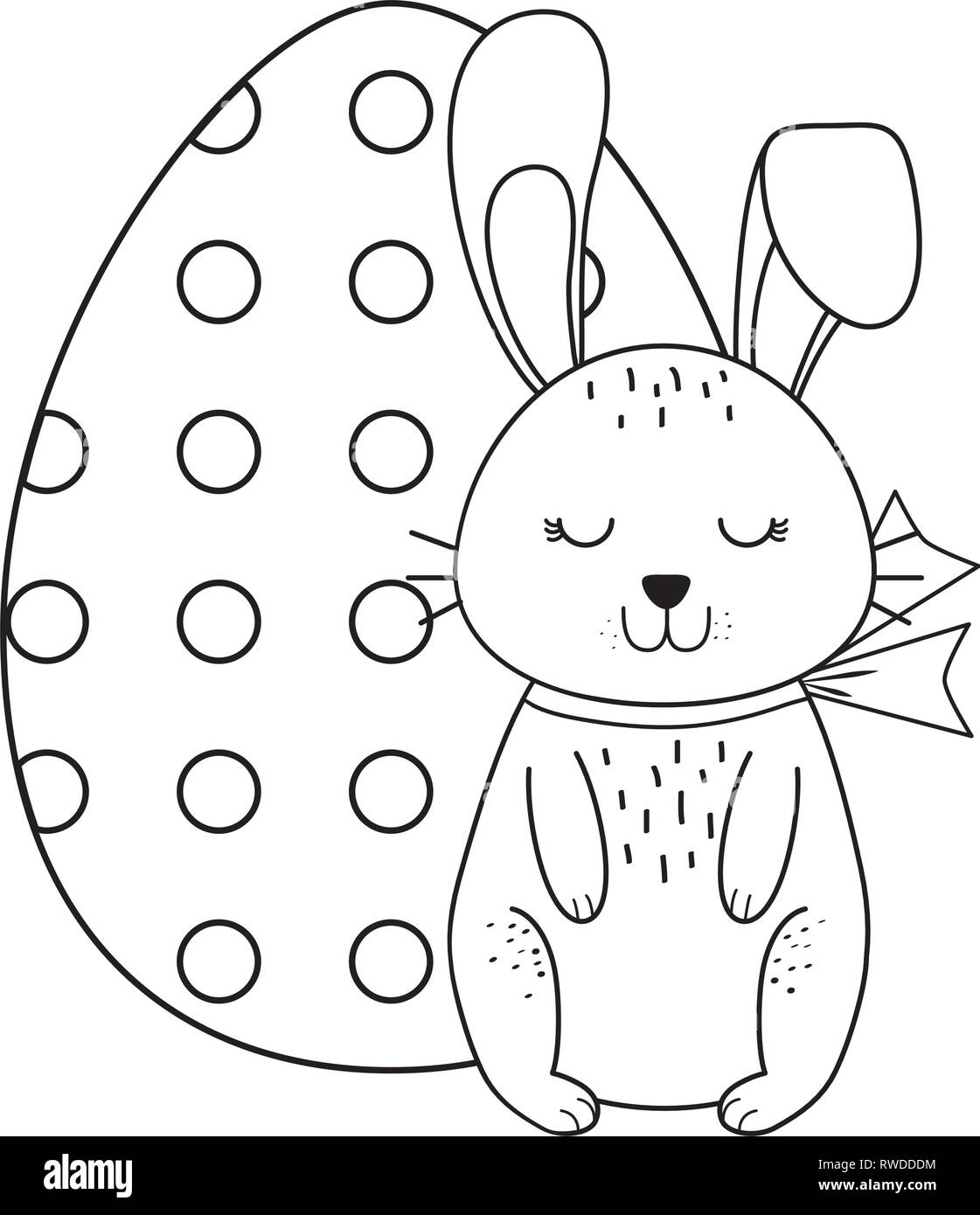 little rabbit with egg painted easter character Stock Vector Image ...