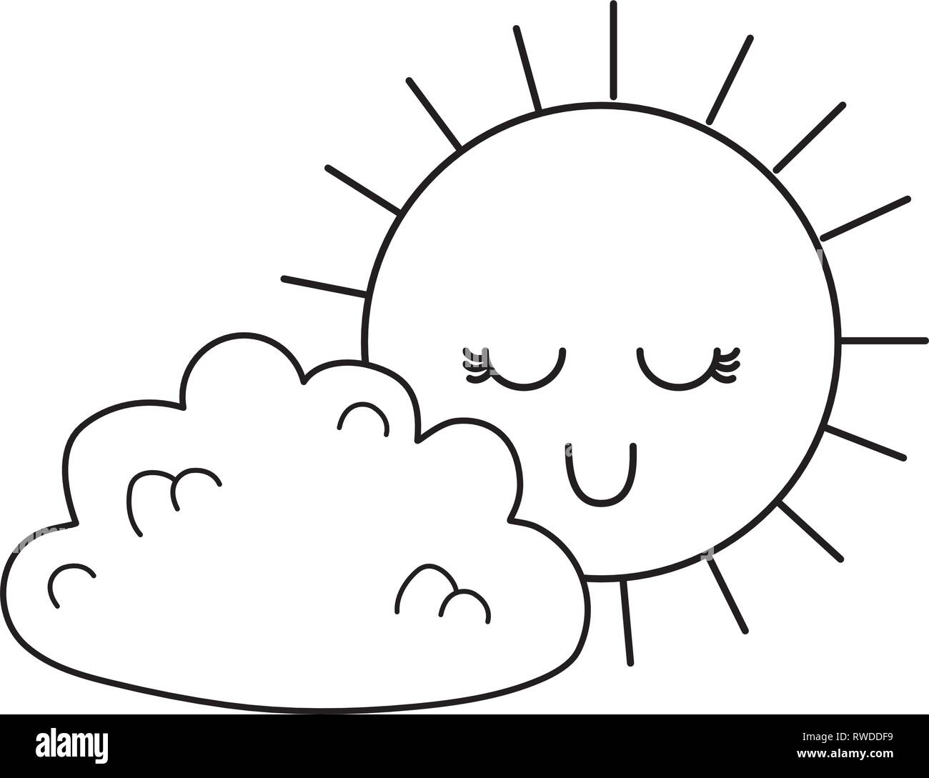 cute clouds and sun kawaii characters Stock Vector Image & Art - Alamy