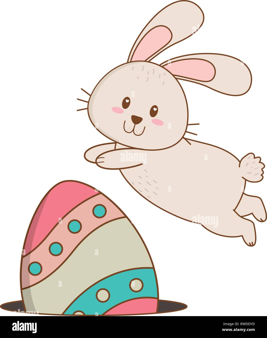 little rabbit with egg painted easter character Stock Vector Image ...