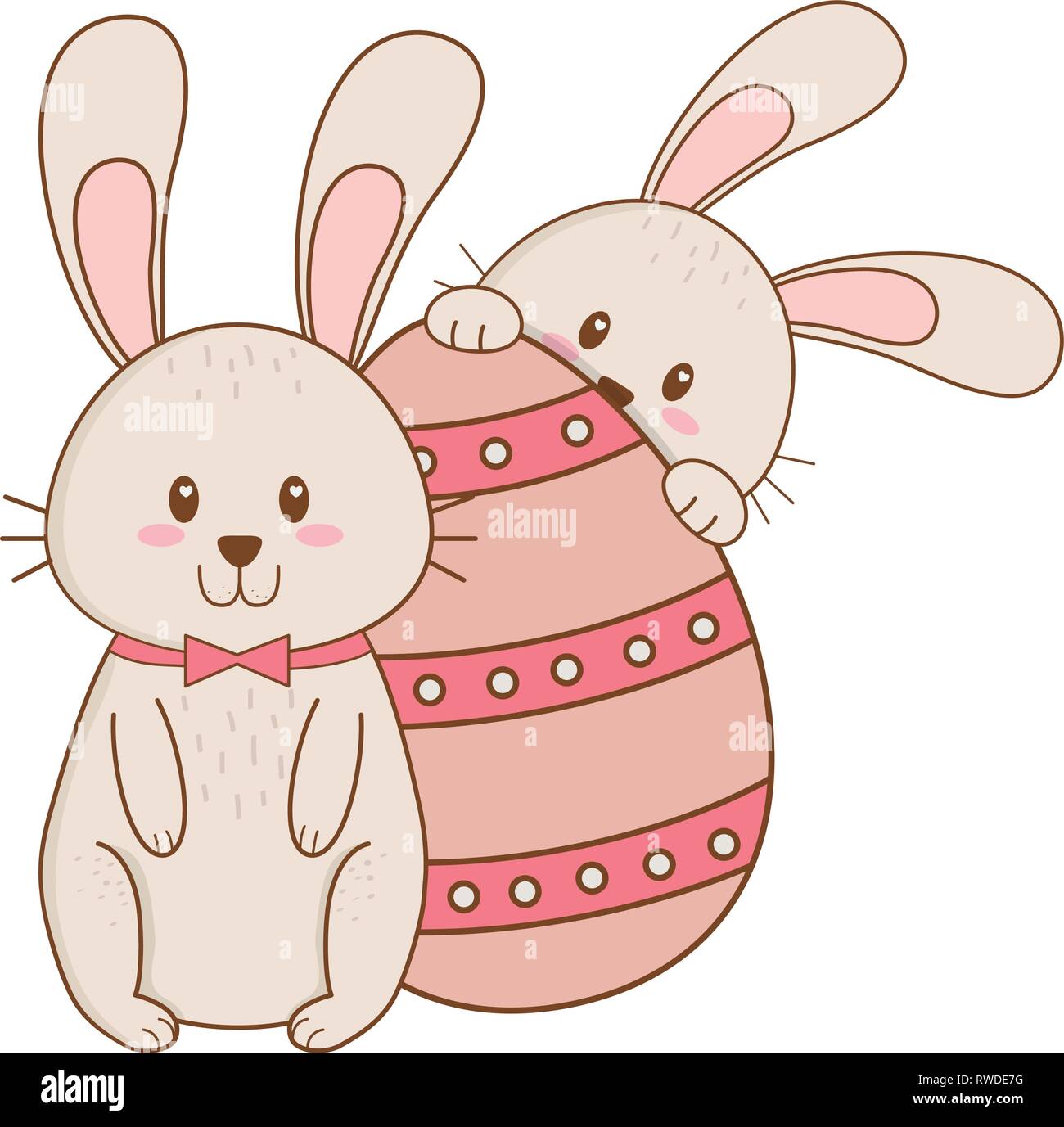 little rabbits with egg painted easter character Stock Vector Image ...