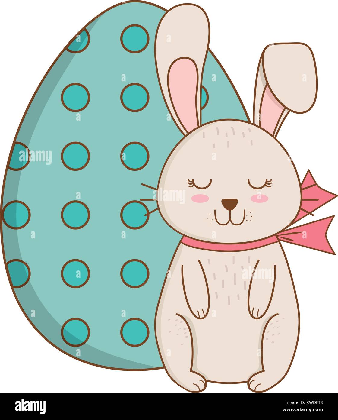 little rabbit with egg painted easter character Stock Vector Image ...