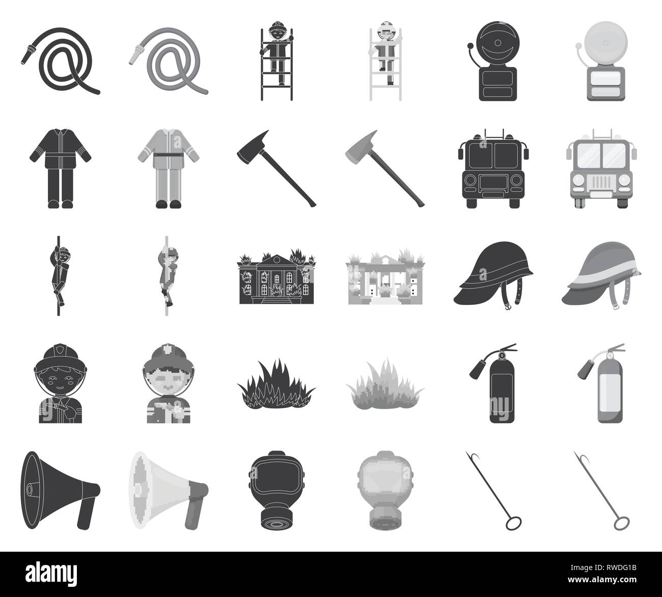 accessories,apparatus,art,attribute,axe,black,monochrome,bucket,building,bunker,collection,conical,department,design,equipment,extinguishing,extingushier,fire,firefighter,firefighting,flame,gas,gear,helmet,icon,illustration,isolated,logo,mask,organization,pike,pole,pump,ring,separation,service,set,sign,slide,symbol,tools,vector,web Vector Vectors , Stock Vector