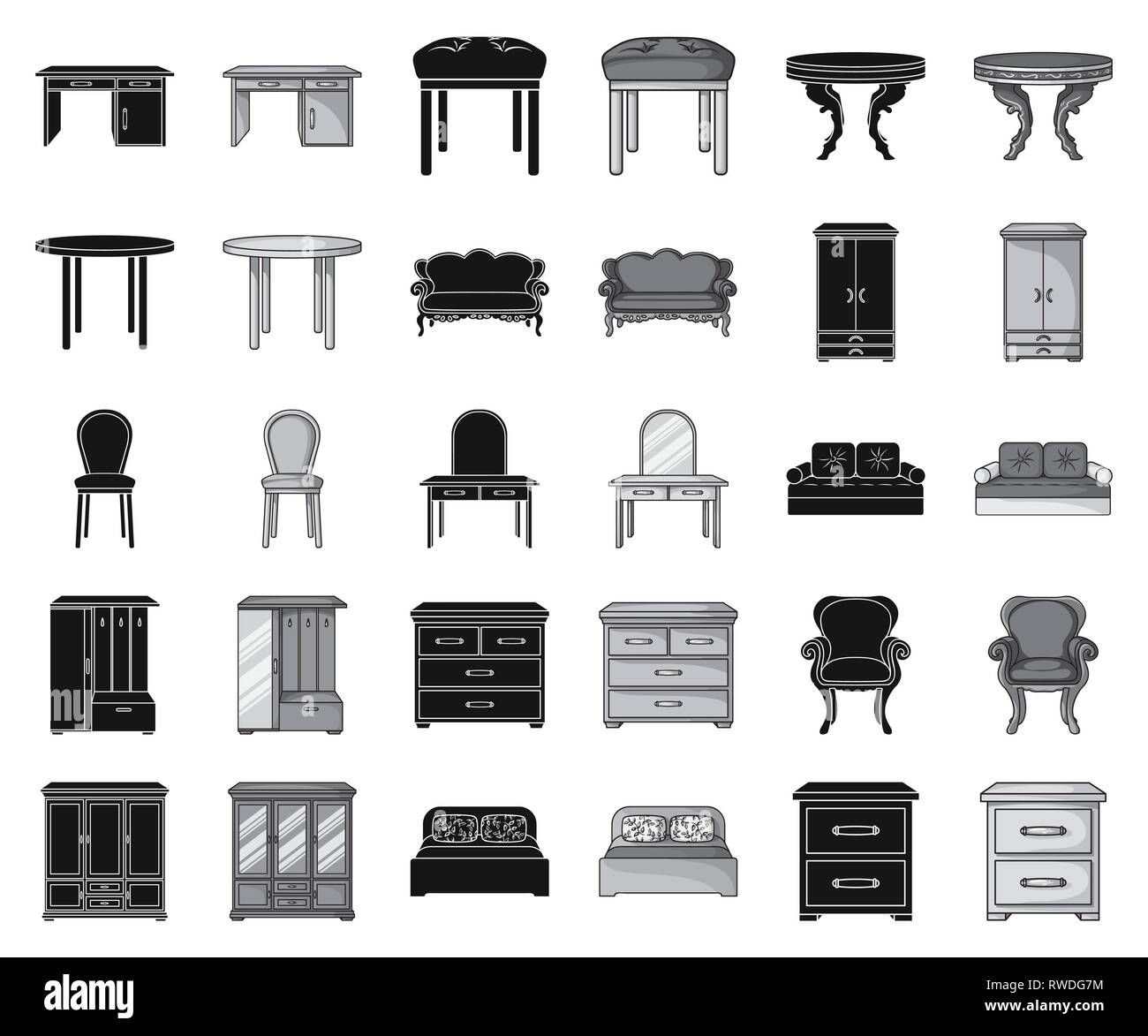 accessory,apartment,armchair,art,back,baroque,bed,bedside,black,monochrome,cabinet,chair,classical,closet,collection,couch,cupboard,design,desk,double,drawers,dressing,furnishing,furniture,home,house,icon,illustration,interior,isolated,logo,modern,office,retro,round,set,sign,sofa,stool,symbol,table,various,vector,vestibule,vintage,wardrobe,web,wing,wooden Vector Vectors , Stock Vector