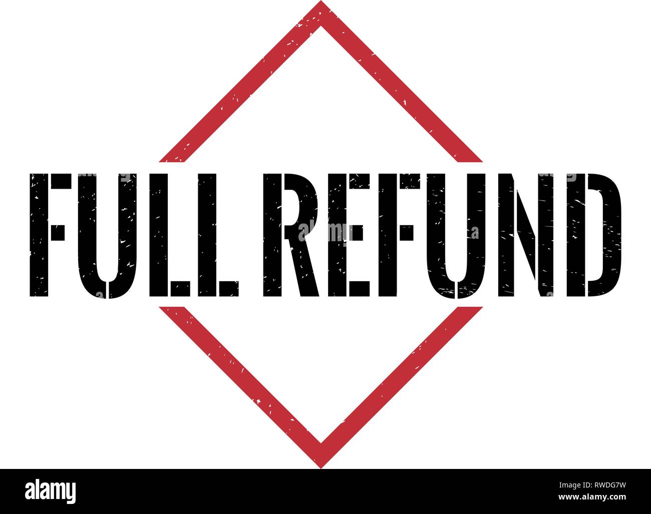 red black full refund triangle grungy rubber stamp Stock Vector