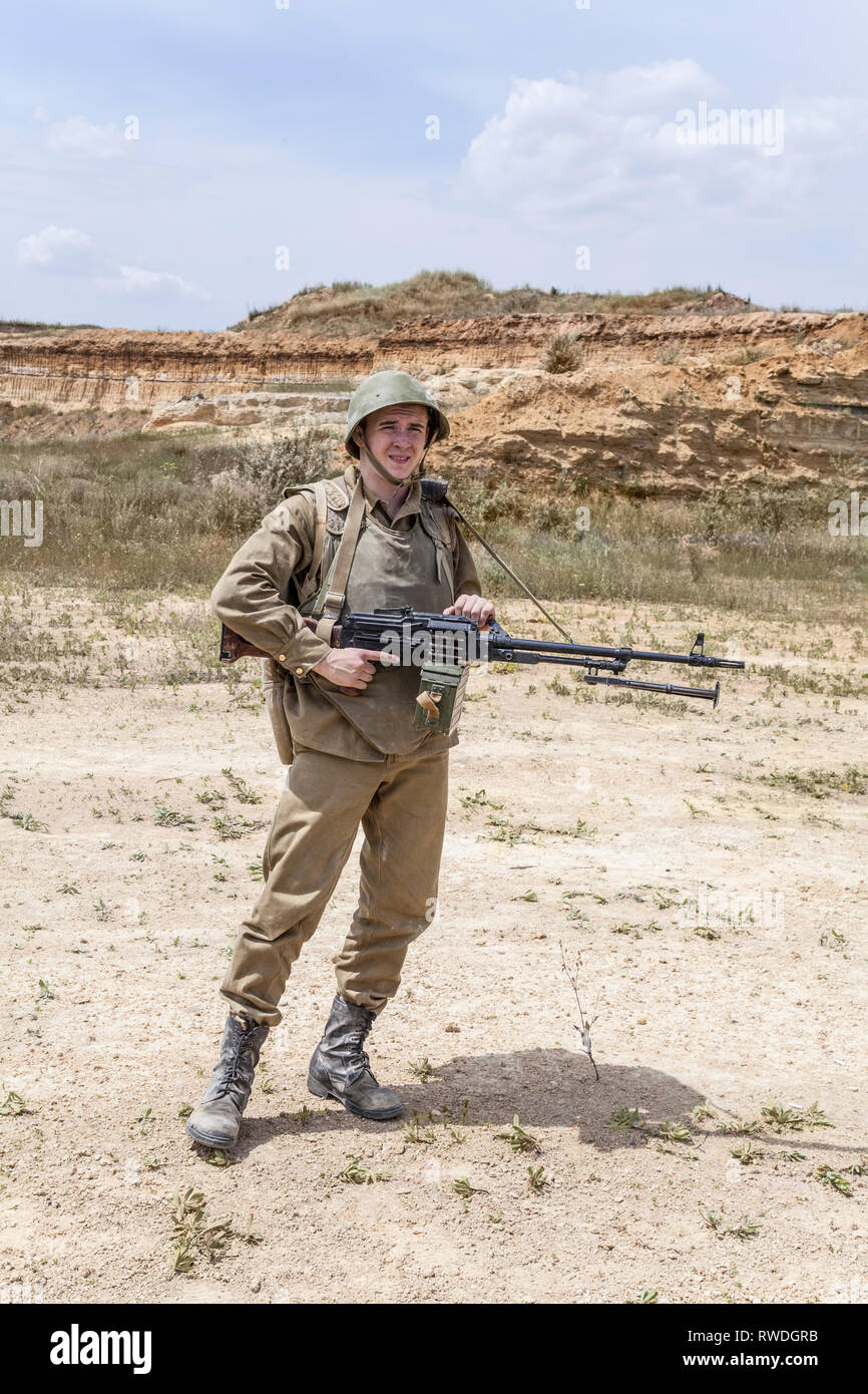 Soviet paratrooper in Afghanistan during the Soviet Afghan War. Stock Photo