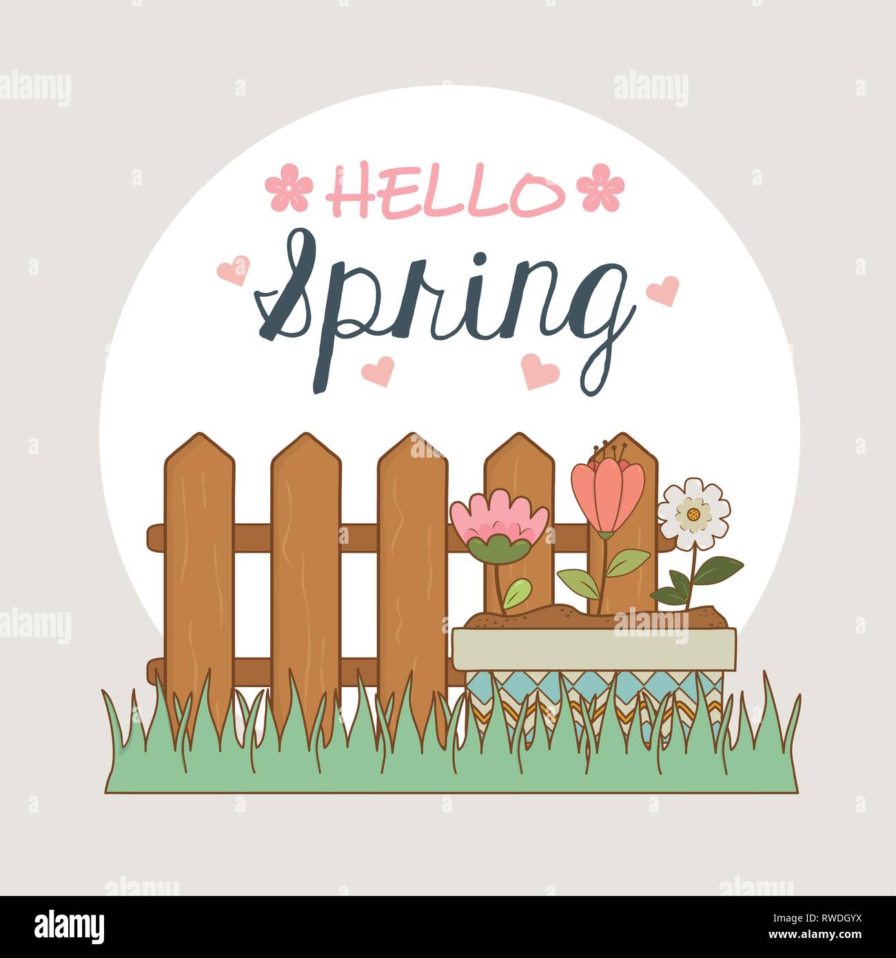cute flowers and leafs in pot landscape scene Stock Vector Image & Art ...