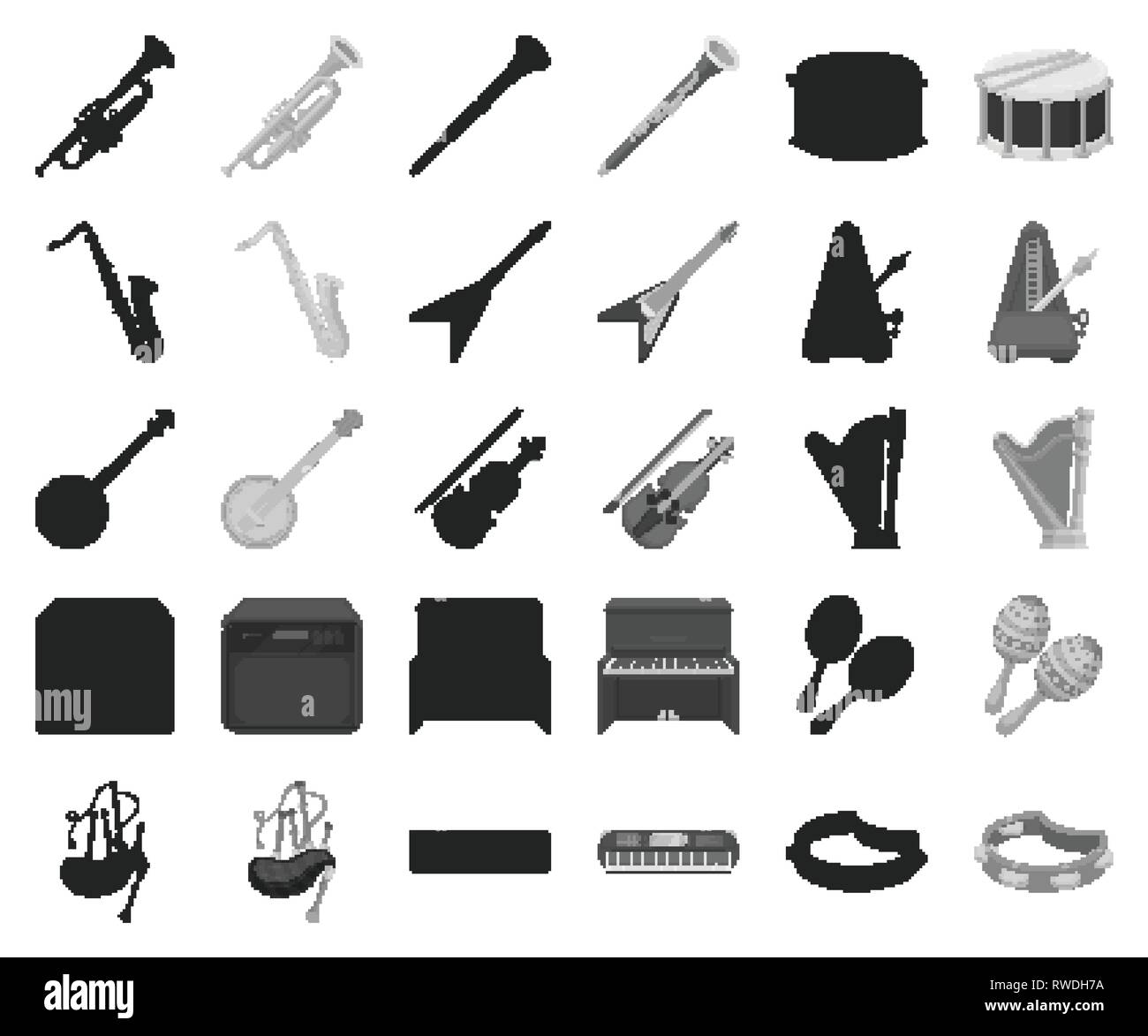 Musical instrument black,monochrome icons in set collection for design ...
