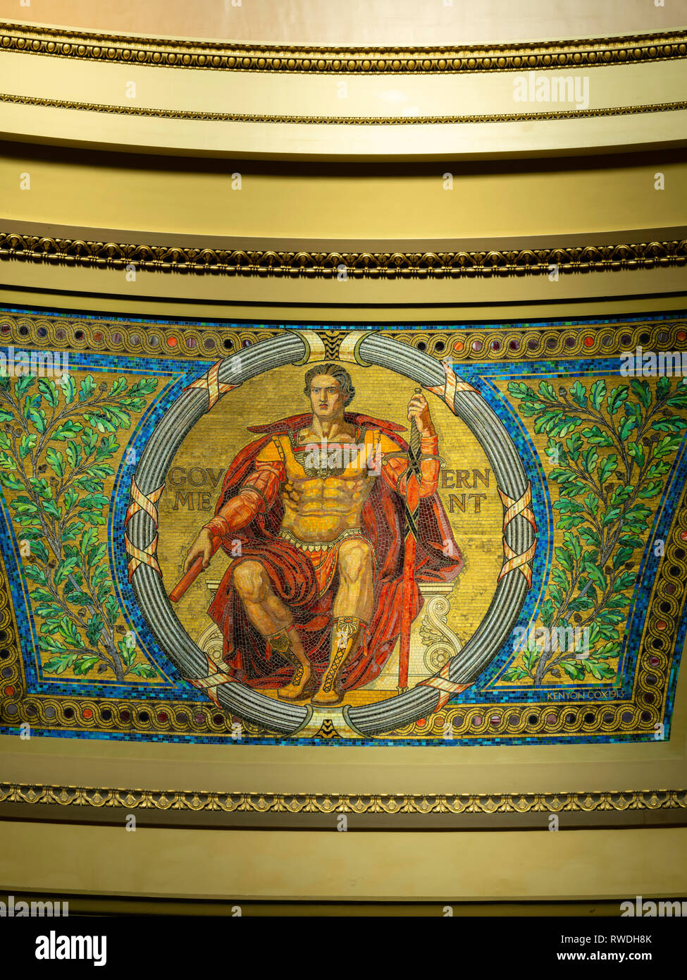 Mosaic of "Government." Interior view of the Wisconsin State Capitol