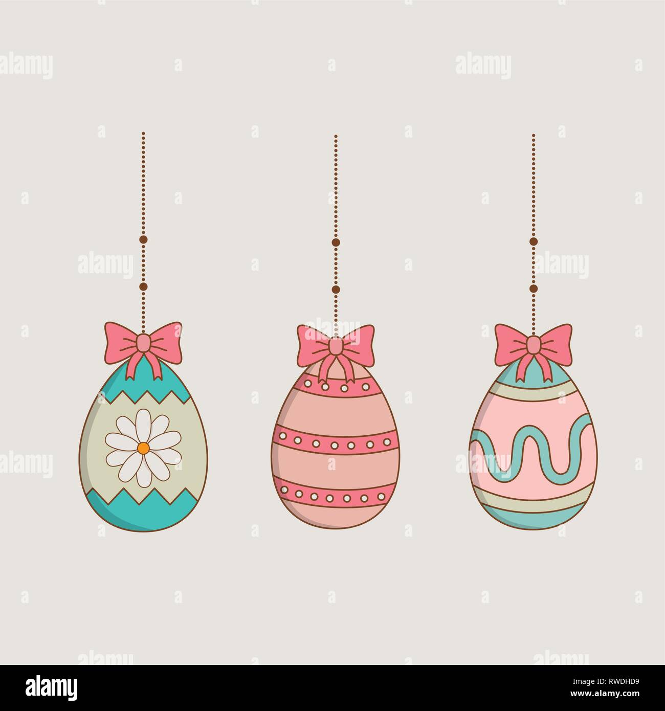 beautitul eggs painted hanging easter icons Stock Vector