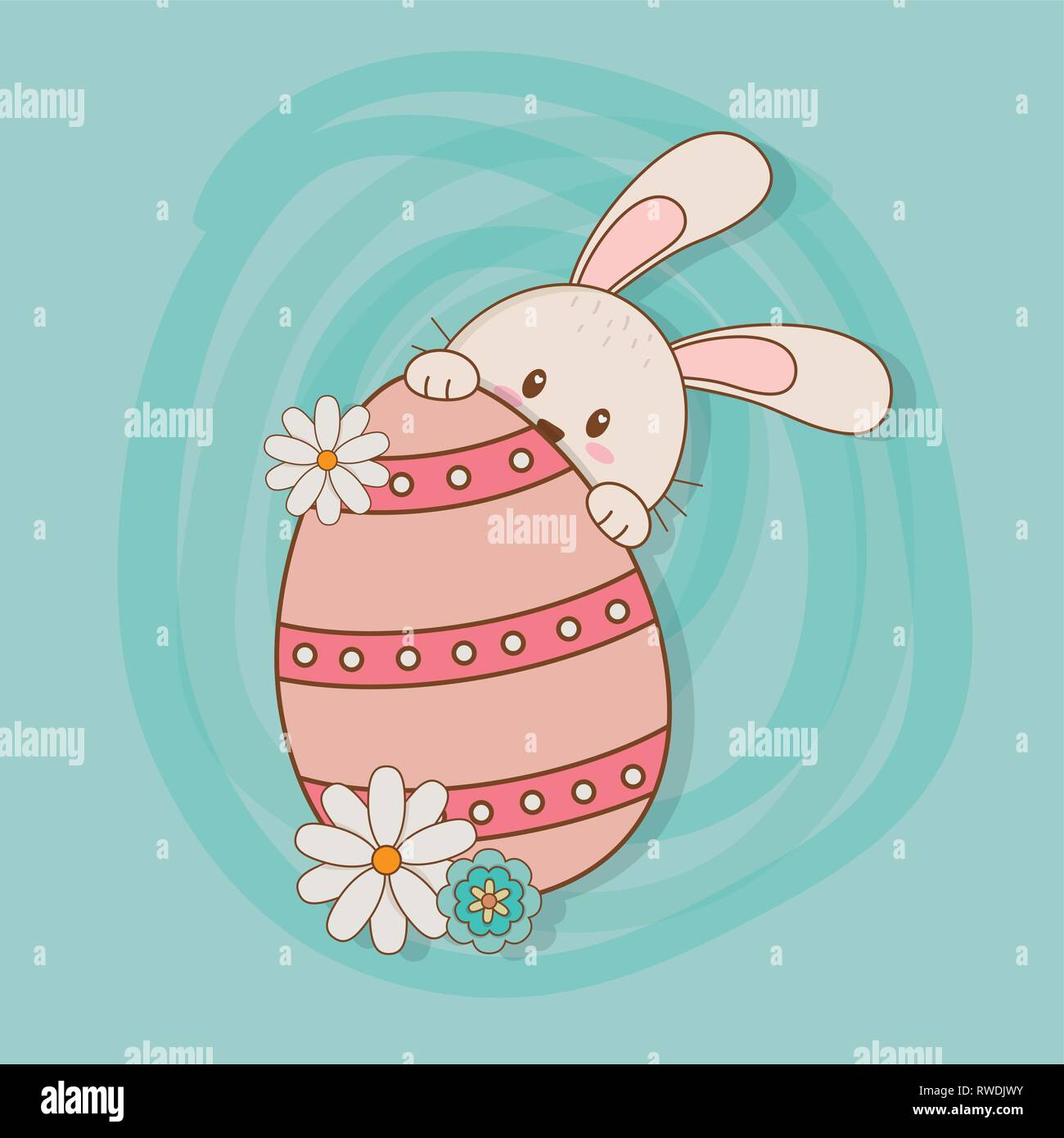 little rabbit with egg painted easter character Stock Vector Image ...
