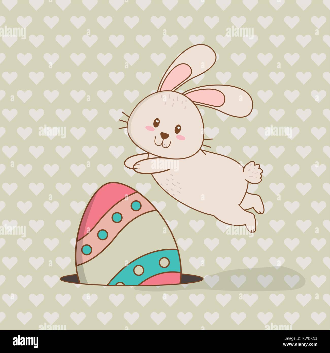 little rabbit with egg painted easter character Stock Vector Image ...